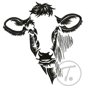 Cow Head Portrait, Embroidery Design: Domestic Animal (3 Size) (Digital Pattern)