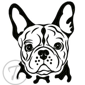 Face French Bulldog Embroidery Design