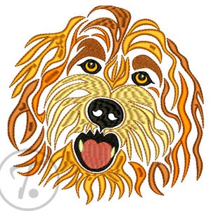 Goldendoodle Dog Embroidery Design: 4 size Pet Lovers Pattern (Digital Download)