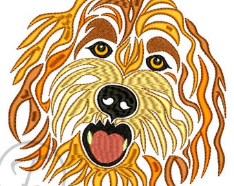 Broderidesign för hund Goldendoodle: Mönster för husdjursälskare i 4 storlekar (digital nedladdning)