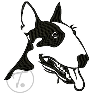 Diseño de bordado de bull terrier: mascota, perro guardián (4 tamaños) (patrón digital)