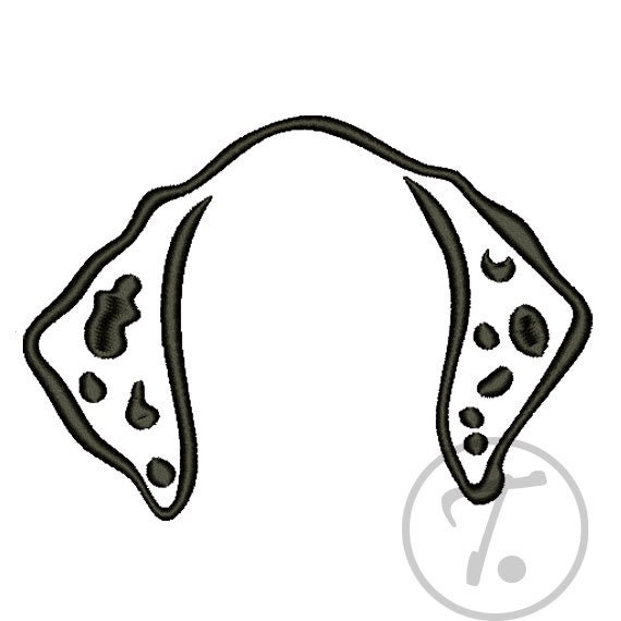 Dalmatian Dog Ears Embroidery Design Outline Pattern (digital Download