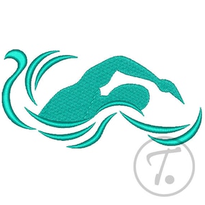 Swimming Embroidery Design. Sport Embroidery Design. Design of swimmer in 5 sizes. Clothes embroidery. Machine Embroidery Digital Pattern