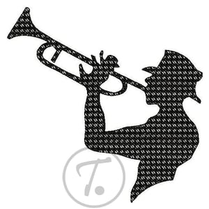 Musician Embroidery Design: Jazz Trumpetist in 3 Sizes, Pattern (Digital Download)