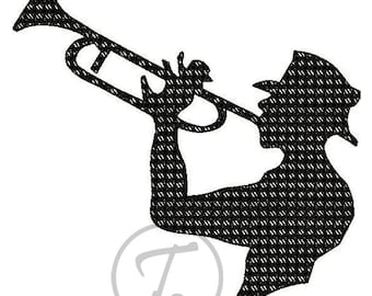 Musician Embroidery Design: Jazz Trumpetist in 3 Sizes, Pattern (Digital Download)