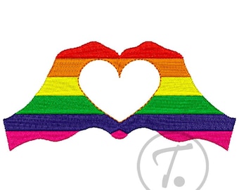 LGBT Pride Heart Hands Embroidery Design (Digital Pattern)
