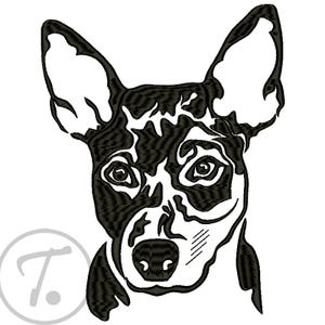 Rat Terrier Dog Embroidery Design: 4 sizes Pet Portrait (Digital Download)