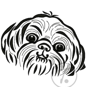 Shih Tzu puppy Dog Embroidery Design: 4 Sizes, Pattern (Digital Download)