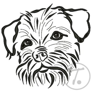 Border Terrier Embroidery Design: Dog Portrait (4 Size) (Digital Pattern)