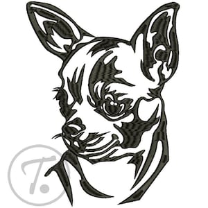 Motif de broderie chien chihuahua : portrait d'animal de compagnie (taille 4) (motif numérique)