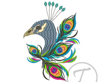 Peacock Embroidery Design: Colorful Bird (Digital Pattern)