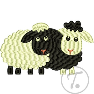 Two Sheep Embroidery Design: Children&#39;s Clothes Pattern (Digital Download)