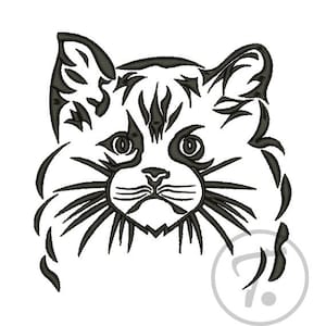 Katzen Stickdatei Ragdoll Katze in 4 Größen. Pet Design Portrait Katze Design für Kleidung und T-Shirts. Stickdatei für die Stickmaschine
