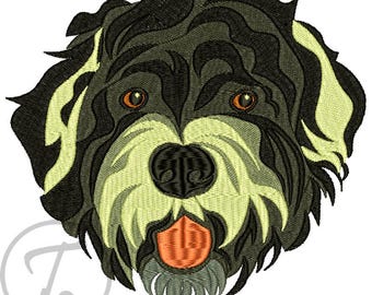 Portugisischer Wasserhund Stickdatei: 4 Größen (Digitales Muster)