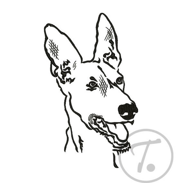 Podenco Ibicenco dog embroidery design. 4 size Dogs embroidery design. Pets. Watchdog. Medium size dogs. Machine Embroidery Digital Pattern
