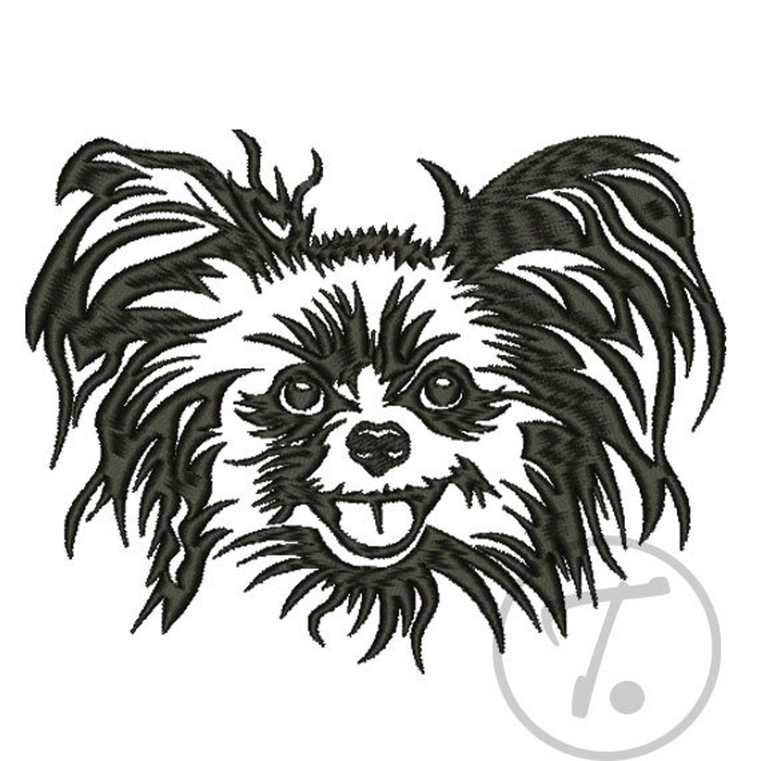 Papillon Dog Embroidery. Papillon Dogs Embroidery Design in 4 Size. Pet