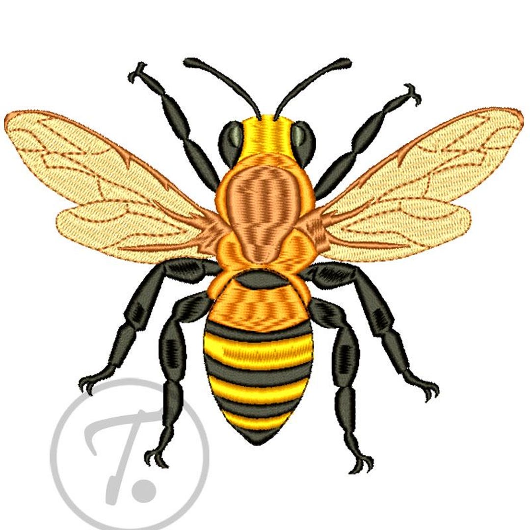 Honeybee Embroidery: Insect in 4 Size, Machine Embroidery Pattern ...