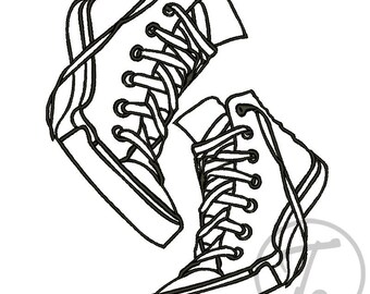 Diseño de bordado de zapatillas All Star, 4 tallas, patrón (descarga digital)