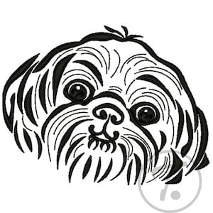 Shih Tzu Dog Embroidery Design: 4 Sizes (Digital Download)