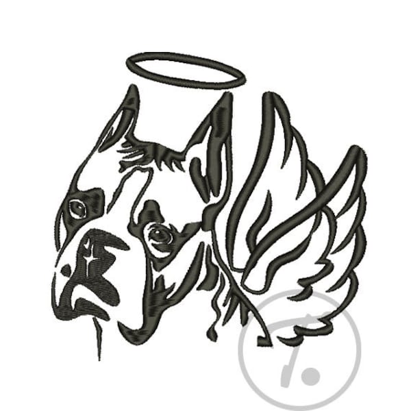 Boxer dog Memorial. Dog embroidery design. Memorial of Pets. Angel dog. Clothes embroidery. Pet Design - Machine Embroidery. Pattern