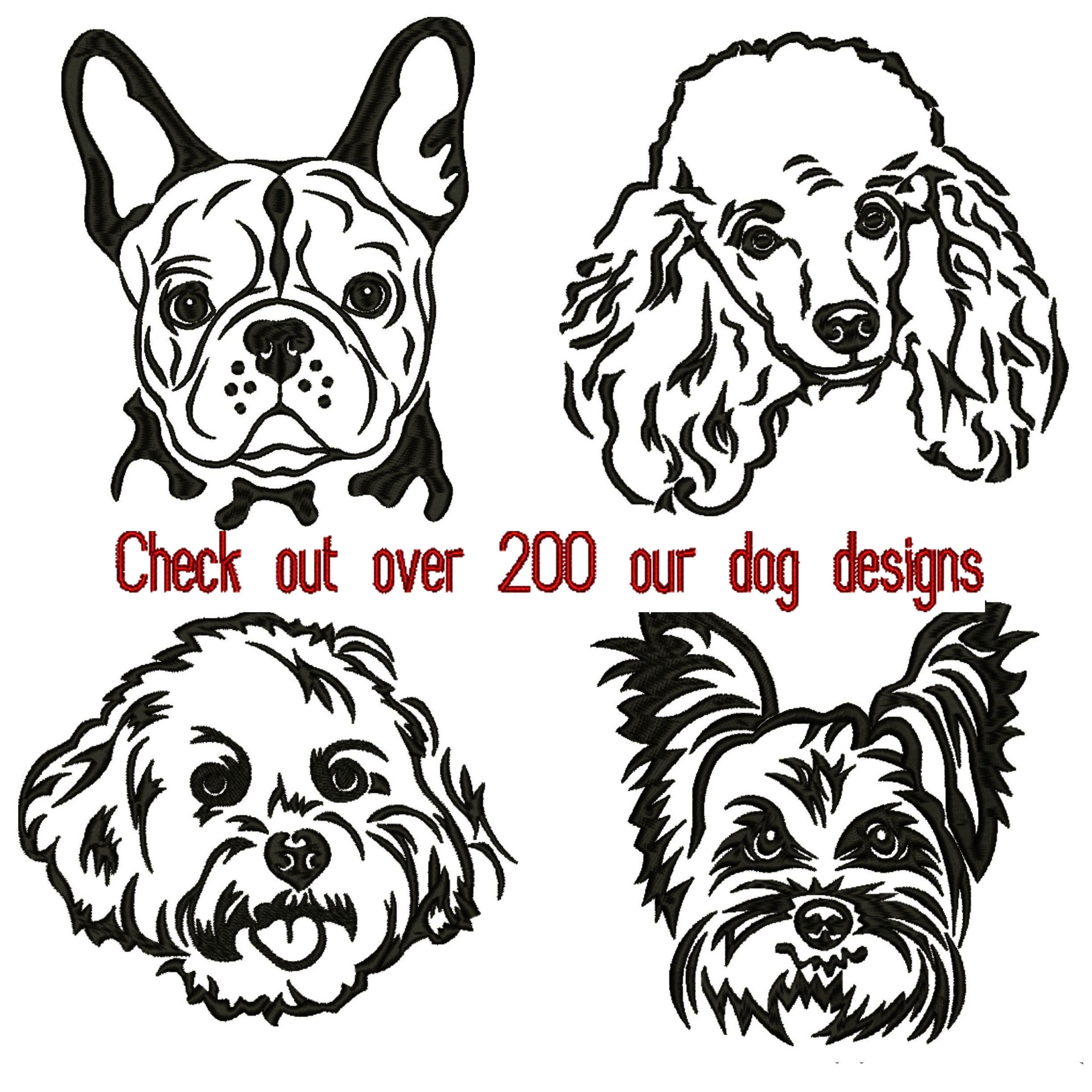 Pug Dog Embroidery Design: Pet Portrait (3 Size) (digital Pattern