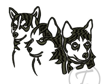 Husky puppies embroidery design. Dogs embroidery in 3 size. Clothes embroidery. Pets. Design of puppies. Machine Embroidery Digital Pattern