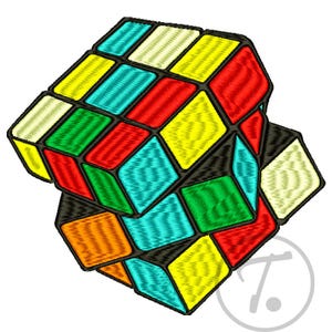 Diseño de bordado de cubo de Rubik en 4 tamaños: Patrón (Descarga digital)