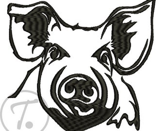 Farm animals - Pig embroidery design. Domestic animals embroidery. Pig in 3 size. Design of domestic animal - Machine embroidery. Pattern