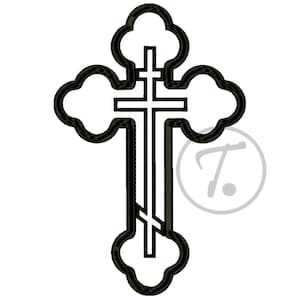 Orthodox Cross Embroidery Design: Religious Symbol (4 Size) Pattern (Digital Download)