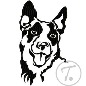 Red Heeler, Machine Embroidery; Australian Cattle dog, (4 Size) Pattern (Digital Download)