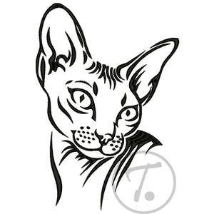 Diseño de bordado de gato esfinge: Retrato de mascota, patrón (4 tamaños) (Descarga digital)