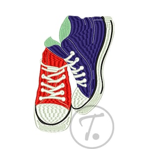 Sport embroidery. Sneakers All Star in 4 size. Old sneakers for Fans. Embroidery design of Sneakers. For fabrics. Machine embroidery Pattern