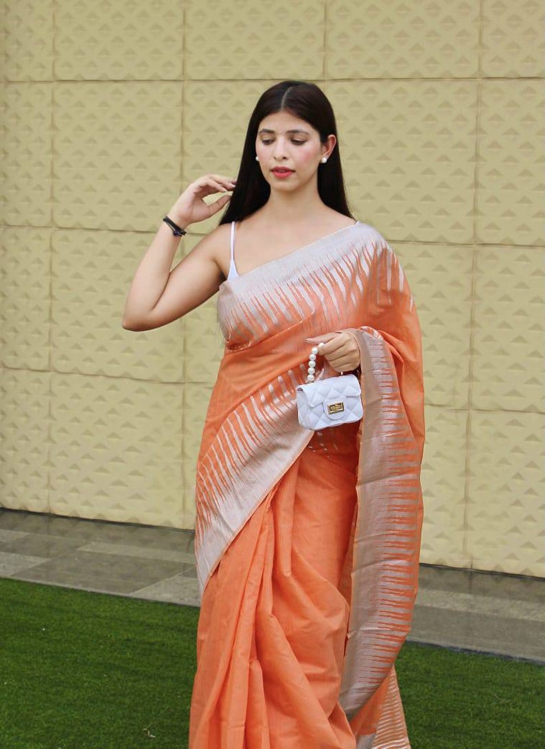 Multicolor Soft Cotton Silk with Silver Weaving Zari border saree and blouse for women,saree dress,indian saree,wedding saree,designer saree