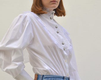 Vintage 1980s Spitzenhemd / Bluse aus Österreich