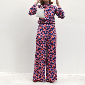 Women&#39;s 1970s 3 piece flower suit / co ord