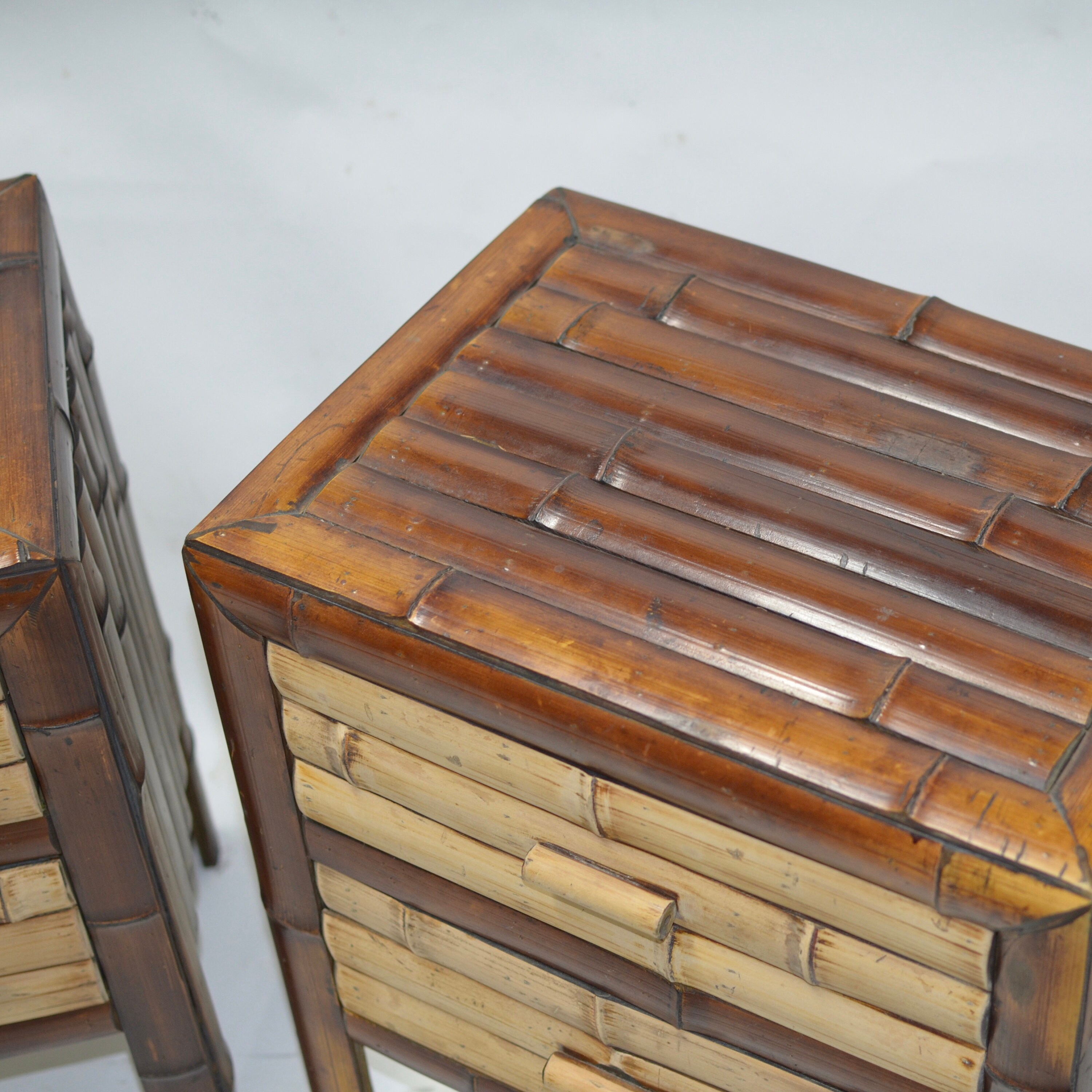 Mid Century Bamboo Bedside Tables Etsy