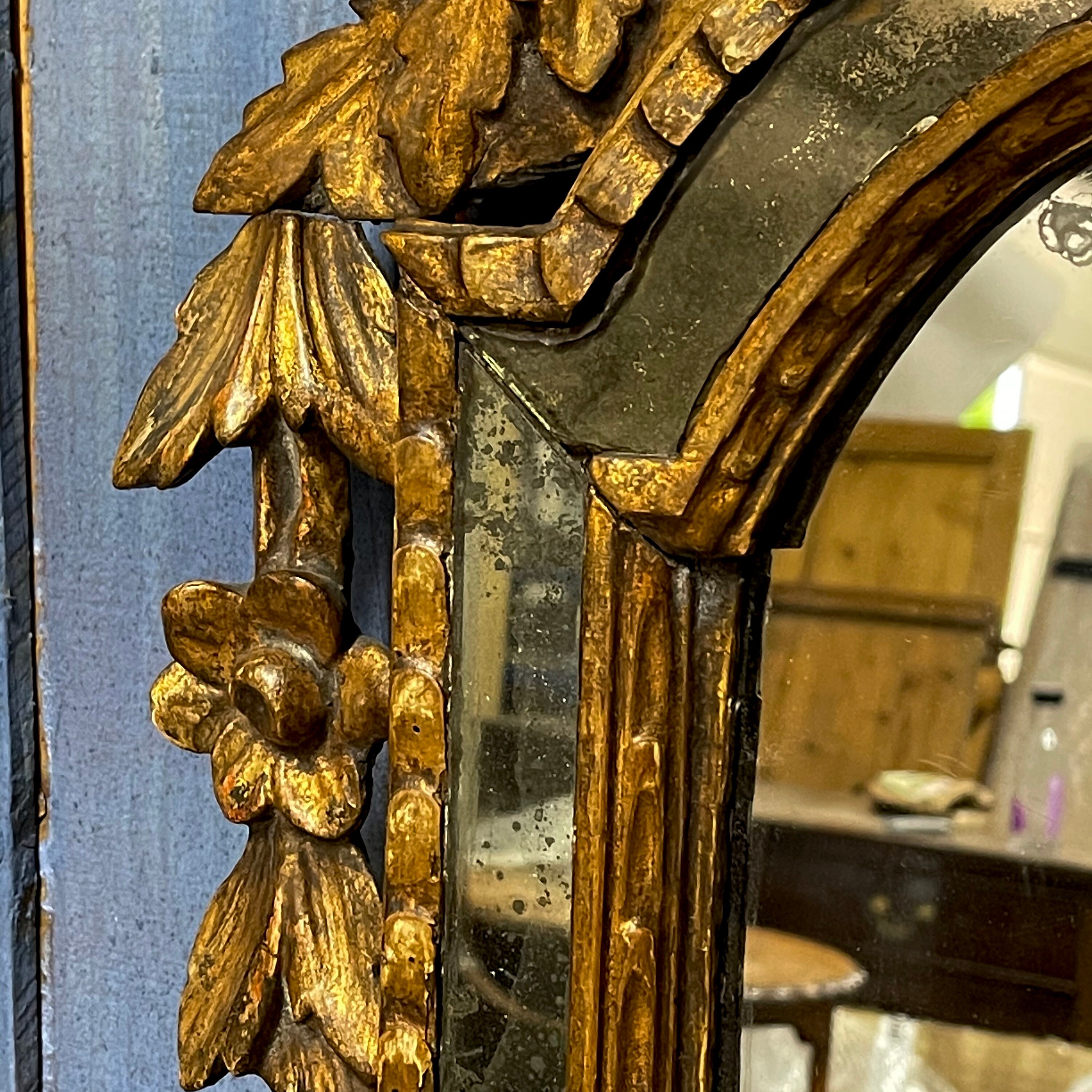 Italian Gilt Antique 18th Century Mirror with Foxed Glass Etsy