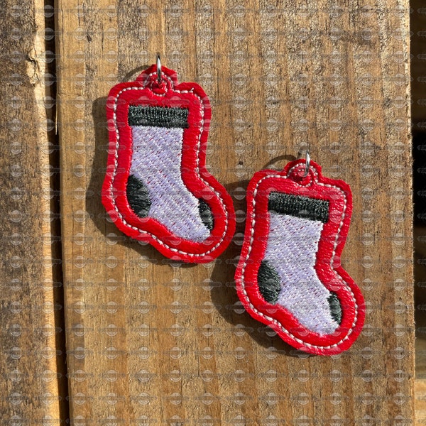 Christmas Stockings Earrings – ITH In the Hoop Machine Embroidery Design