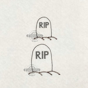 RIP Tombstone Headstone Gravestone - Mini Machine Embroidery Design Softball Baseball Sports Balls Tiny
