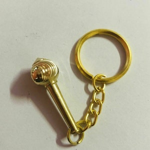 Artisan Crafted Hanuman GADA/ MACE Solid Brass Key ring, Key Chain Handmade, Handcrafted Free Ship
