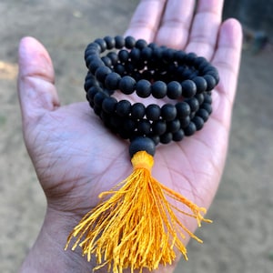Original Ebony Wood 108+1 Beads 6 mm, Natural Karungali Malai Mala ROSARY, Indian Origin, Rosary Jaap Mala Yoga Prayer, Free Ship