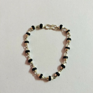 925 Sterling Silver Handmade Lord Krishna LADDU GOPAL Necklace Tulsi Mala Black 1 Pc Religious Pooja, God&#39;s Worship, Ceremonies Free Ship