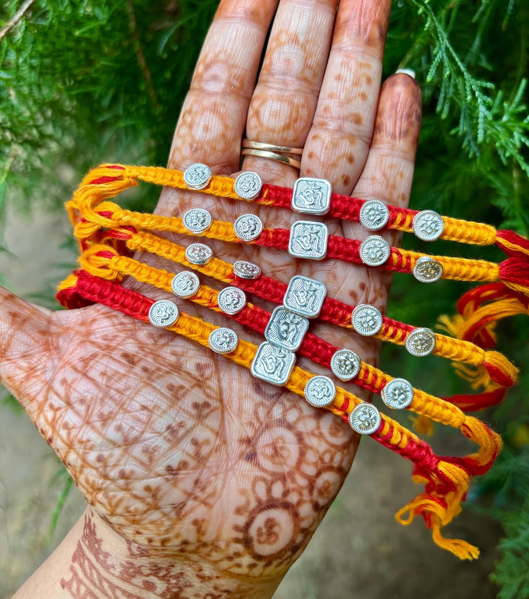 Godu Reksha 925 Sterling Silver MAULI KALAWA Rakhi Bracelet Hindu Charms for ...