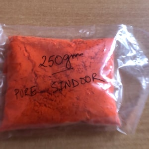 250 gm Indian Premium Handmade ORANGE SINDOOR for deities, temple puja, Free Ship