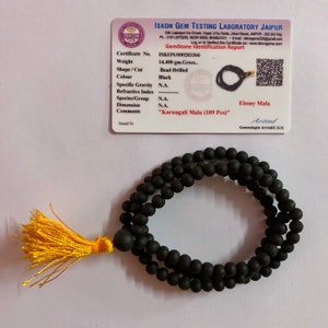 Lab Certified Original Ebony Wood 108+1 Beads 6 mm, Natural Karungali Malai Mala ROSARY, Indian Origin, Rosary Jaap Mala Yoga Prayer