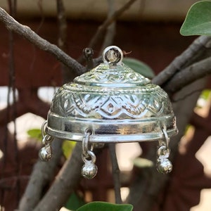 Lampadario a ombrello in argento 925 indù religioso Chattar Chhatra Chatri Gods 4 cm di diametro 6,9 g Tempio Pooja Indù Religione Spedizione gratuita