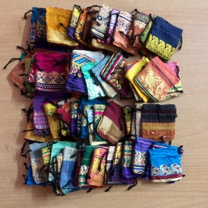 100 Pc Assorted Jewelry Pouch Bag with Tassle drawstring, 5 X 5.5 cm Wedding Favor Party Favour, Gift Bag Jewellery