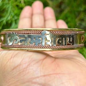 1 Pc Pure Ashtadhatu, Copper Brass Silver Healing Bangle, Cuff, Bracelet, Jewelry, Spiritual for Kriya Astrological purposes Om Namah Shivay