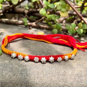 925 Sterling Silber MAULI KALAWA Rakhi Armband 1 Stk, Blume Hindu religiöse Charms für Pooja, Gottes Anbetung, Hochzeiten, Zeremonien #5
