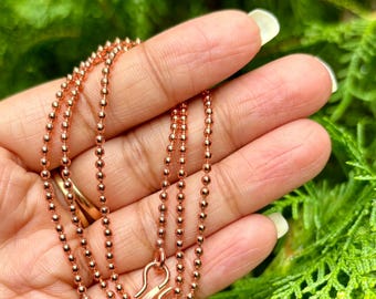 Collier Chaîne En Cuivre Pur 30 Pouces - Bijou De Guérison, Cuivre Massif 999, Neuf Avec étiquette